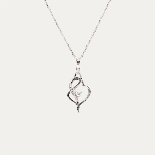 18k White Gold Heart Diamond Necklace