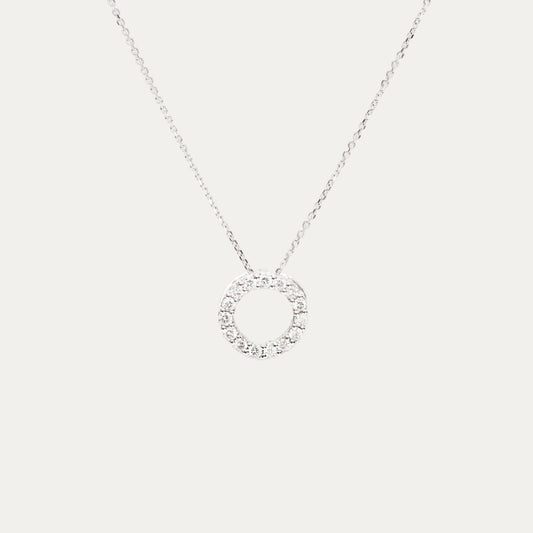 18k White Gold Circle Diamond Necklace