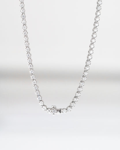 18k全圈金鑽石網球頸鍊 18k Gold Full Eternity 3.45ct Diamond Tennis Necklace with a seamless clasp