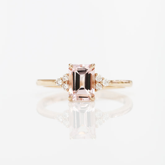 18k Rose Gold Pink Morganite Diamond Ring 18k玫瑰金粉紅摩根石鑽石戒指