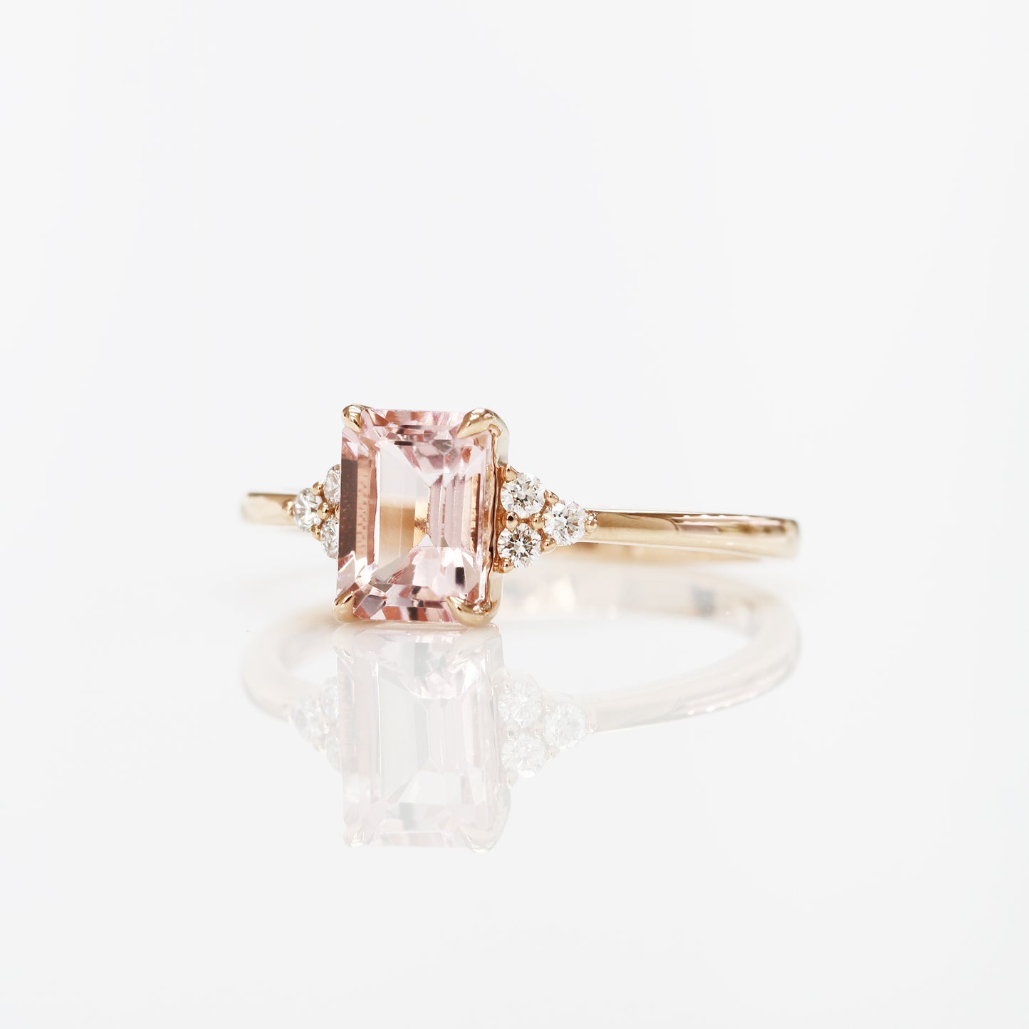 18k Rose Gold Pink Morganite Diamond Ring 18k玫瑰金粉紅摩根石鑽石戒指