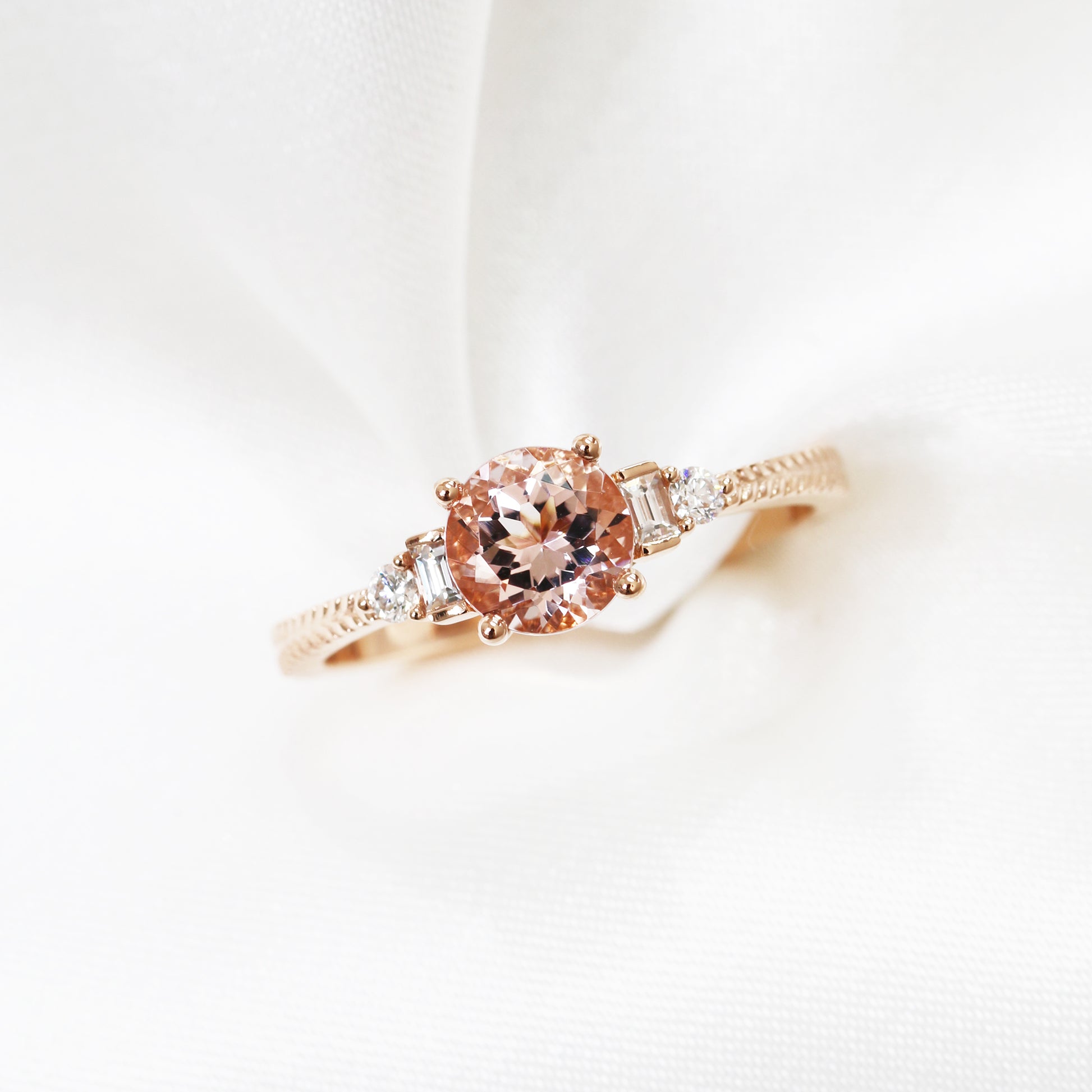 18k Rose Gold Pink Morganite Diamond Ring 18k玫瑰金粉紅摩根石鑽石戒指