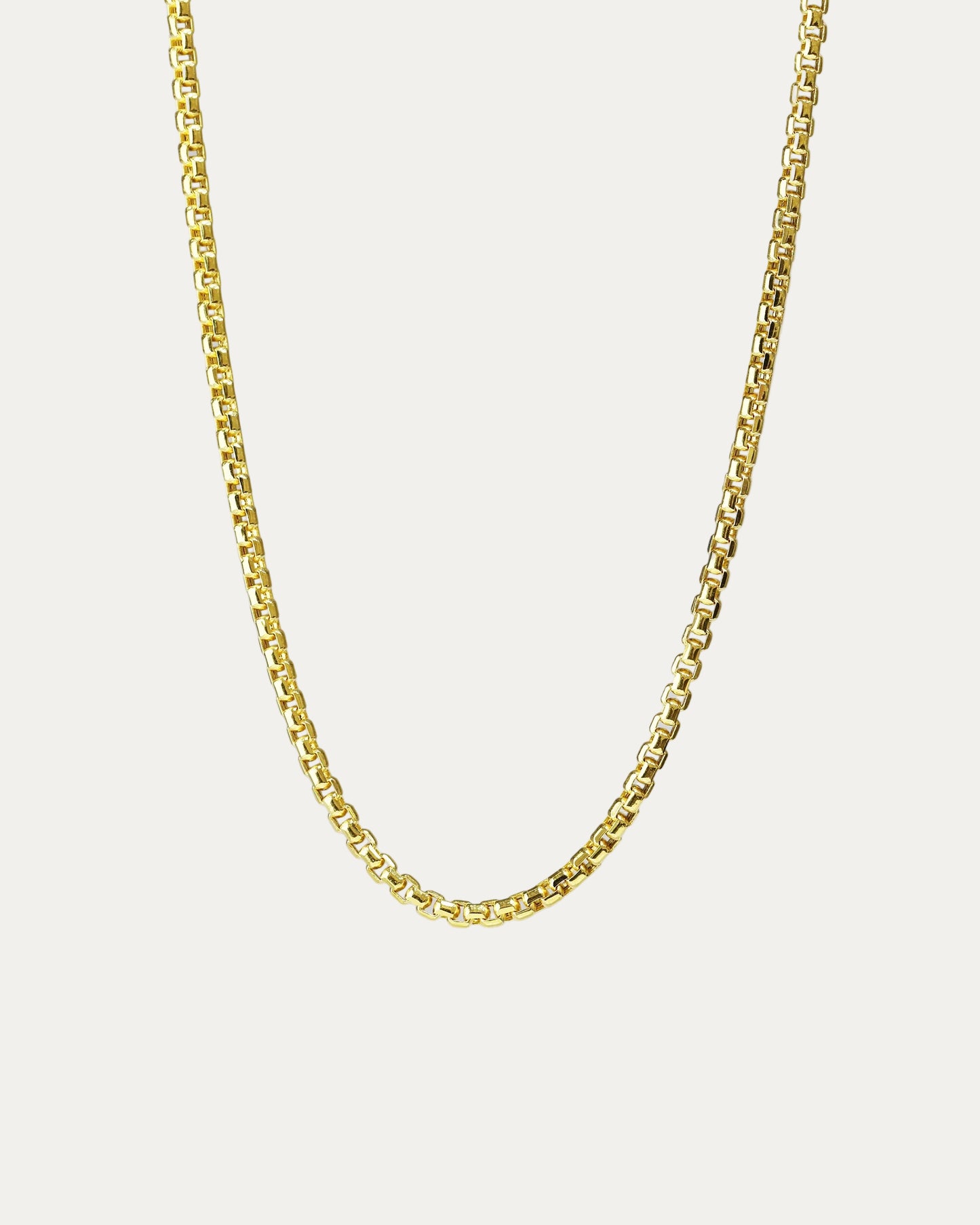 18k黃金圓身盒仔鍊 18k Yellow Gold Bold Round Box Chain Necklace