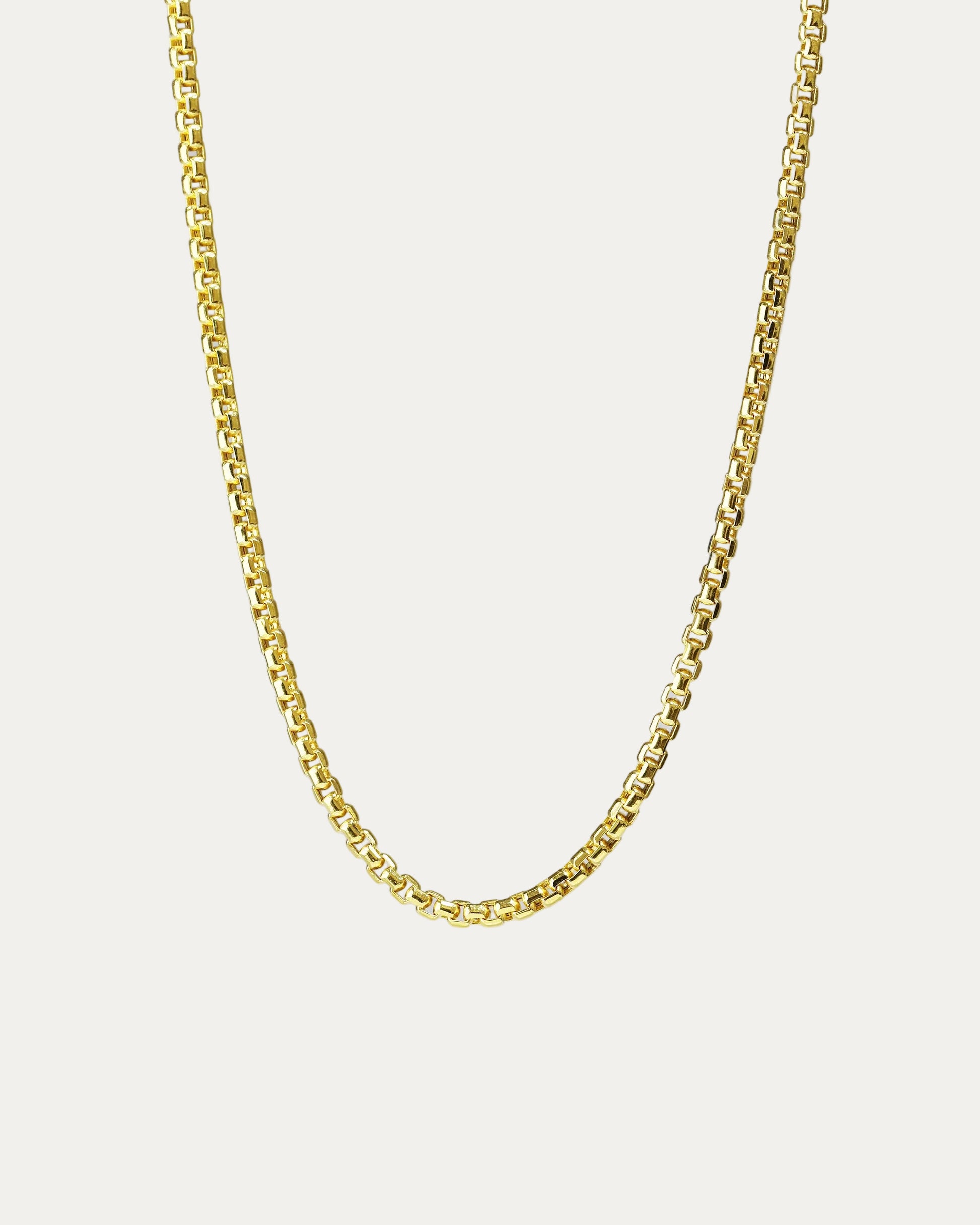 18k黃金圓身盒仔鍊 18k Yellow Gold Bold Round Box Chain Necklace