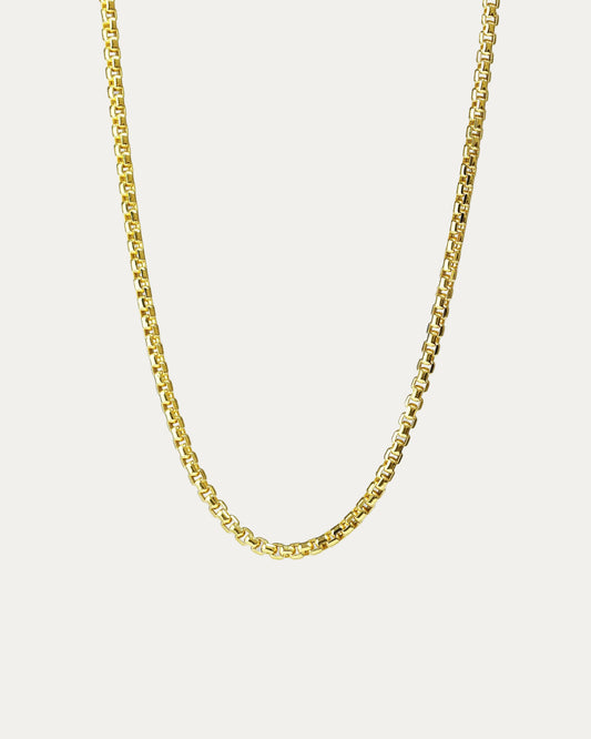 18k Yellow Gold Round Box Chain Necklace