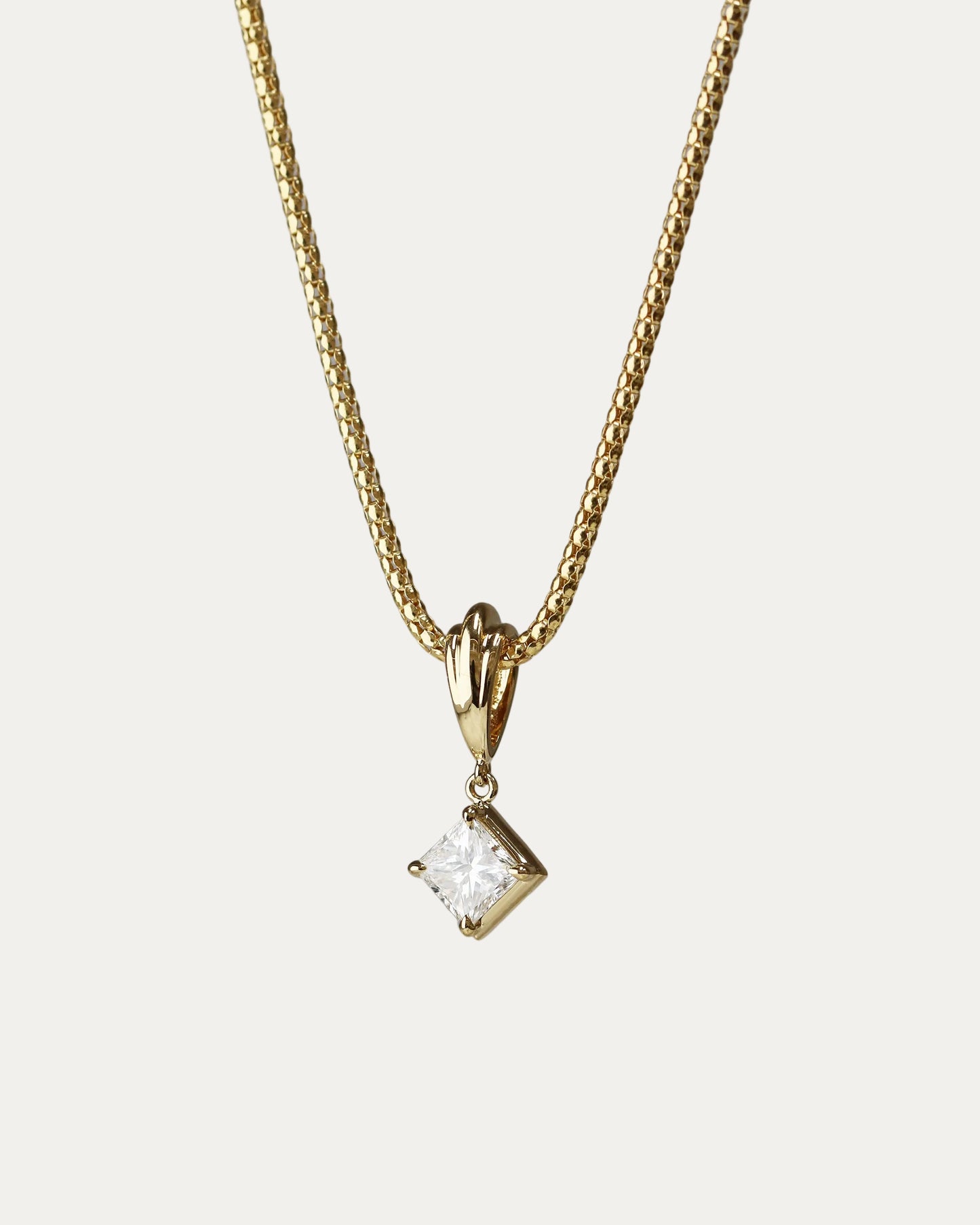 18k Yellow Gold 0.40ct Princess Cut Diamond Pendant