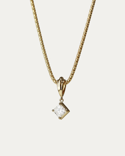 18k Yellow Gold 0.40ct Princess Cut Diamond Pendant