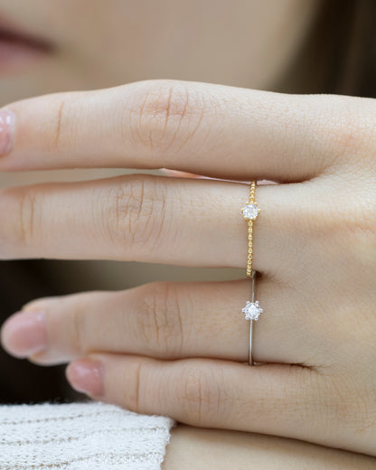 18k黃金10份鑽石戒指 18k Yellow Gold 0.10ct Diamond Beaded Ring