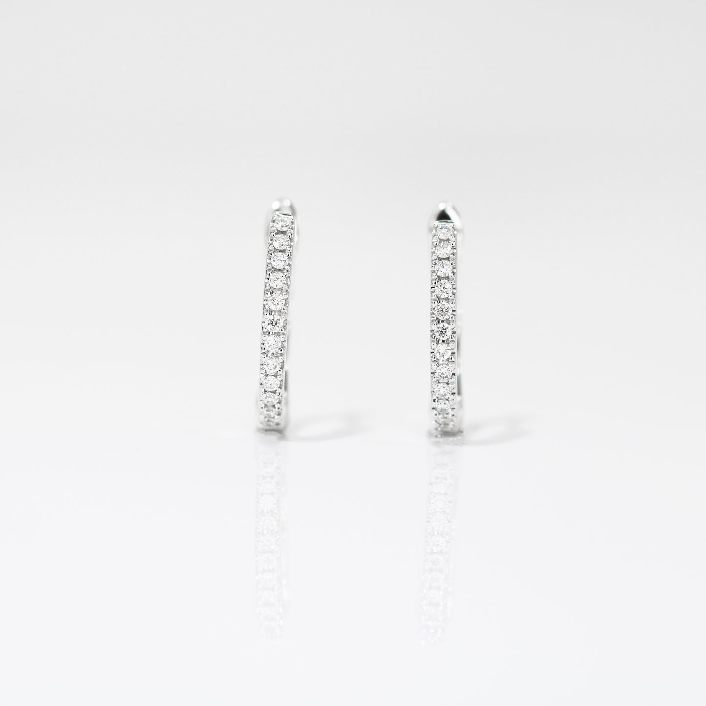 18k White Gold 0.11ct Diamond Huggie Earrings, Pair
