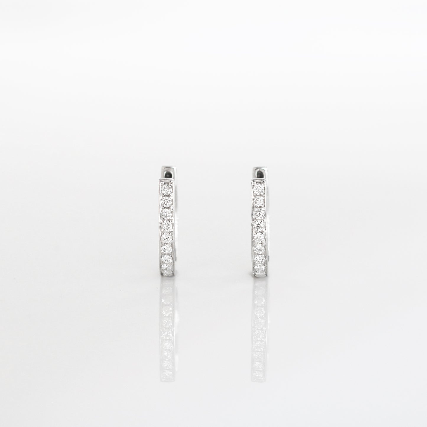 18k White Gold 0.27ct Diamond Huggie Earrings, Pair