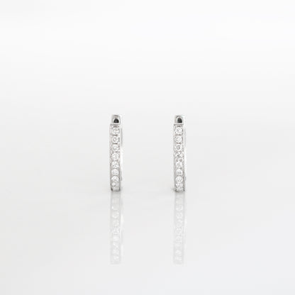 18k White Gold 0.27ct Diamond Huggie Earrings, Pair