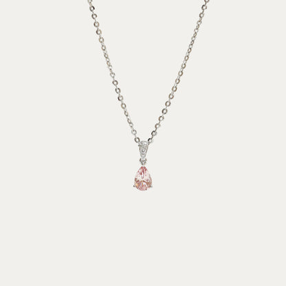 18k Gold Pear-shaped Cherry Blossom Morganite Diamond Pendant Necklace