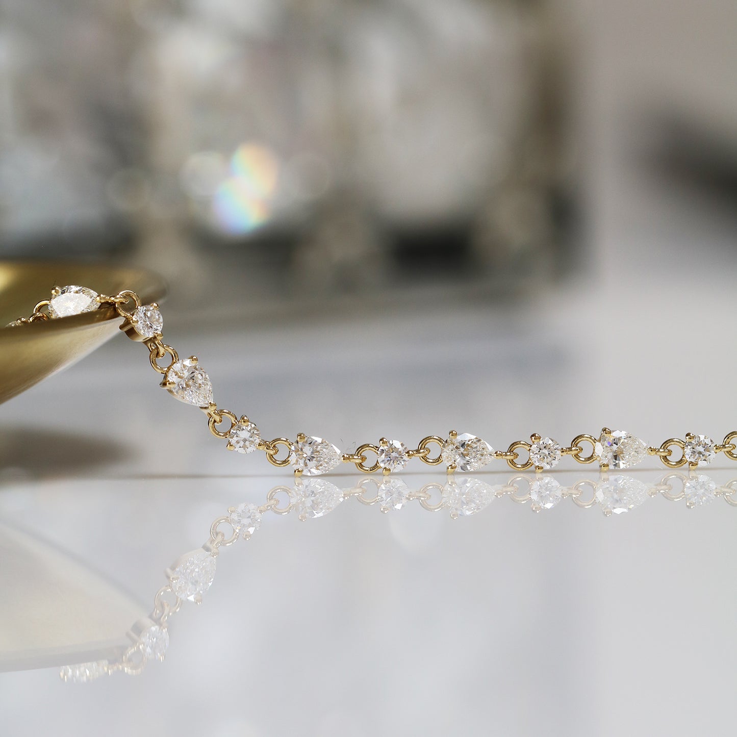 Valeris 2ct Pear and Round Diamond Bracelet (White/Rose/Yellow Gold)