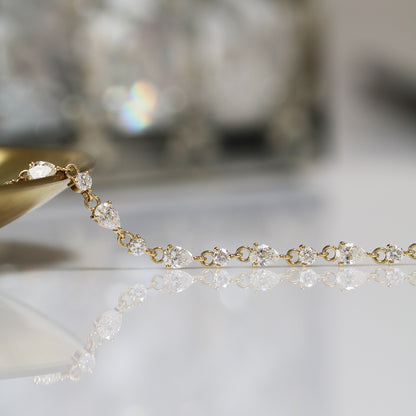 Valeris 2ct Pear and Round Diamond Bracelet (White/Rose/Yellow Gold)