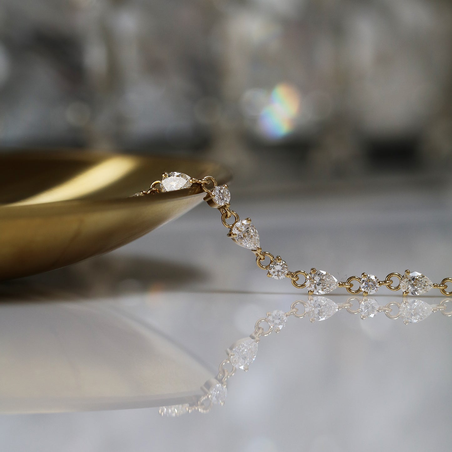 Valeris 2ct Pear and Round Diamond Bracelet (White/Rose/Yellow Gold)