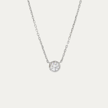 18k Gold Donut Bezel Set Diamond Necklace (White/Rose/Yellow Gold)