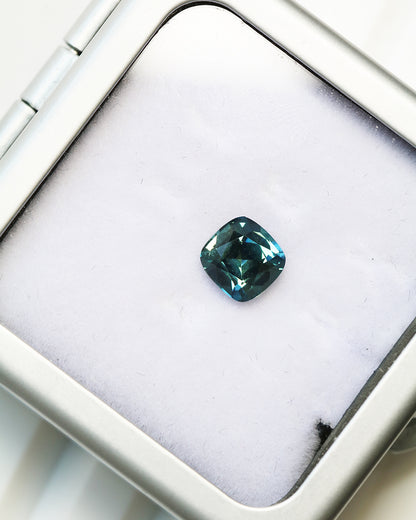 Unheated Teal Sapphire Cushion 1.43ct with Certificate