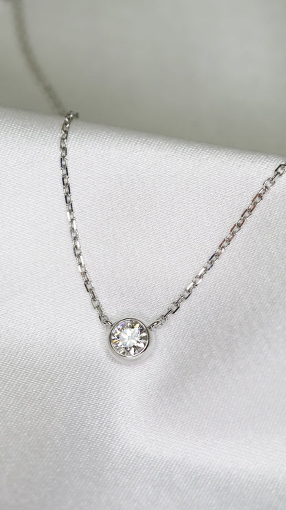 18k Gold Donut Bezel Set Diamond Necklace (White/Rose/Yellow Gold)