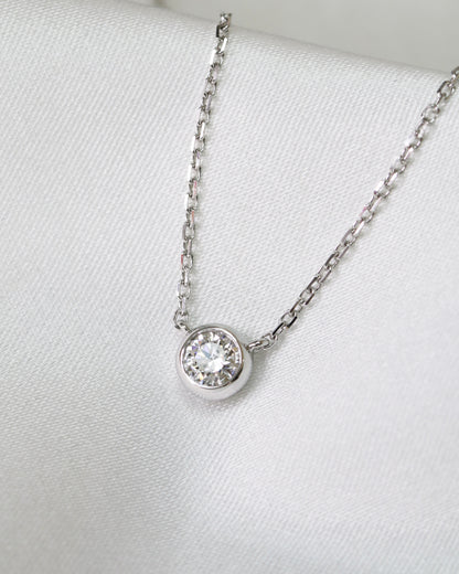 18k Gold Donut Bezel Set Diamond Necklace (White/Rose/Yellow Gold)