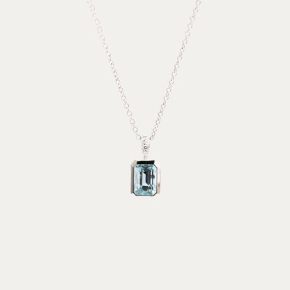 [Year End Limited Offer] 18k White Gold Aquamarine Diamond Pendant