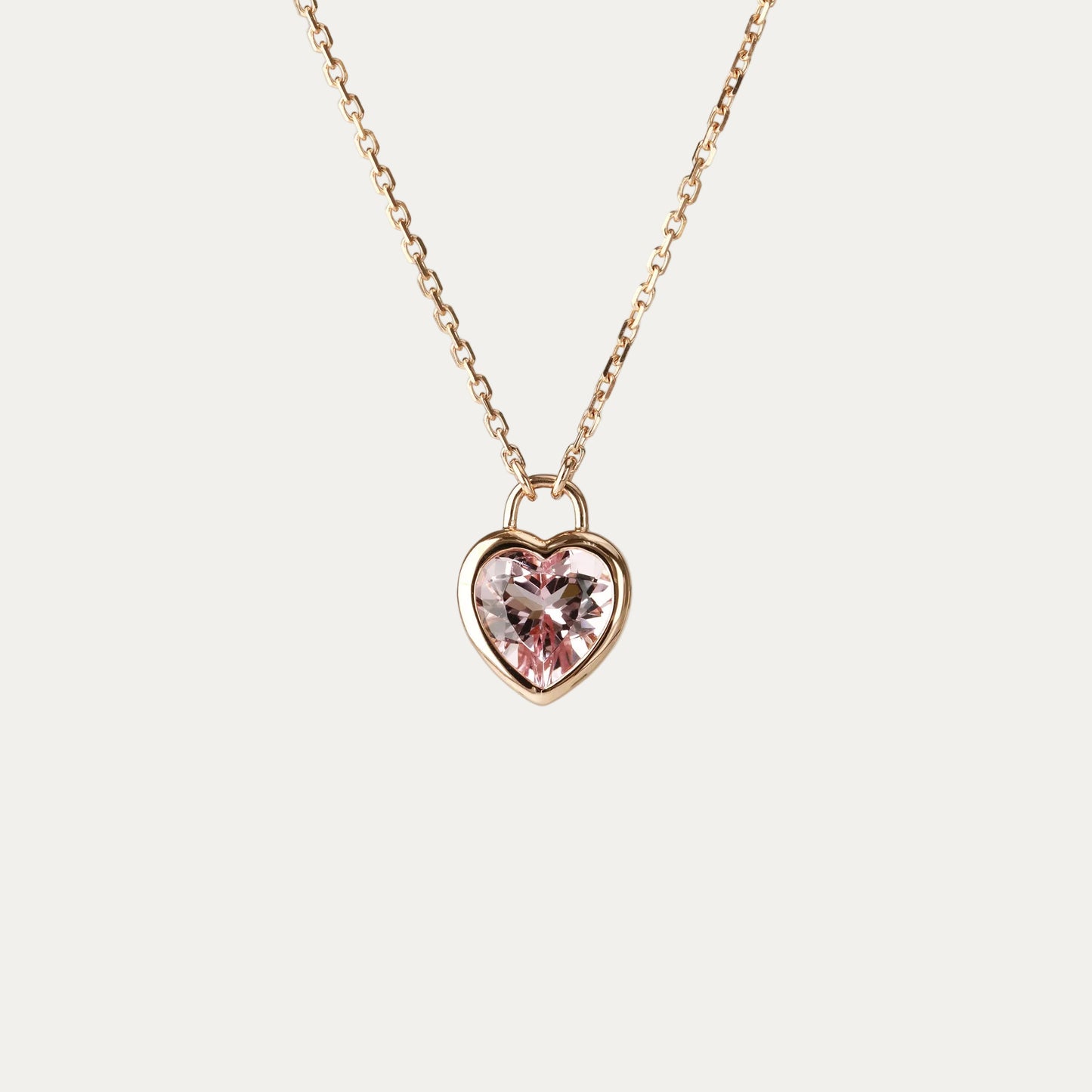 18k Rose Gold Heart-shaped Padlock Morganite Necklace