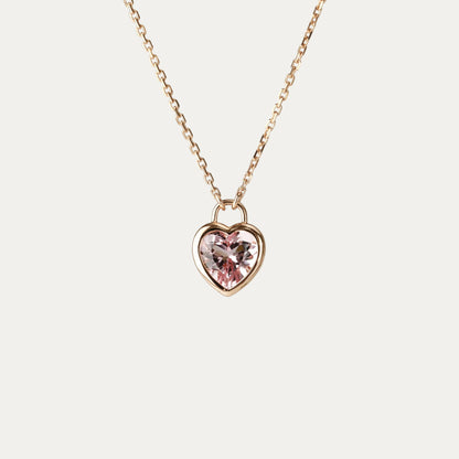 18k Rose Gold Heart-shaped Padlock Morganite Necklace