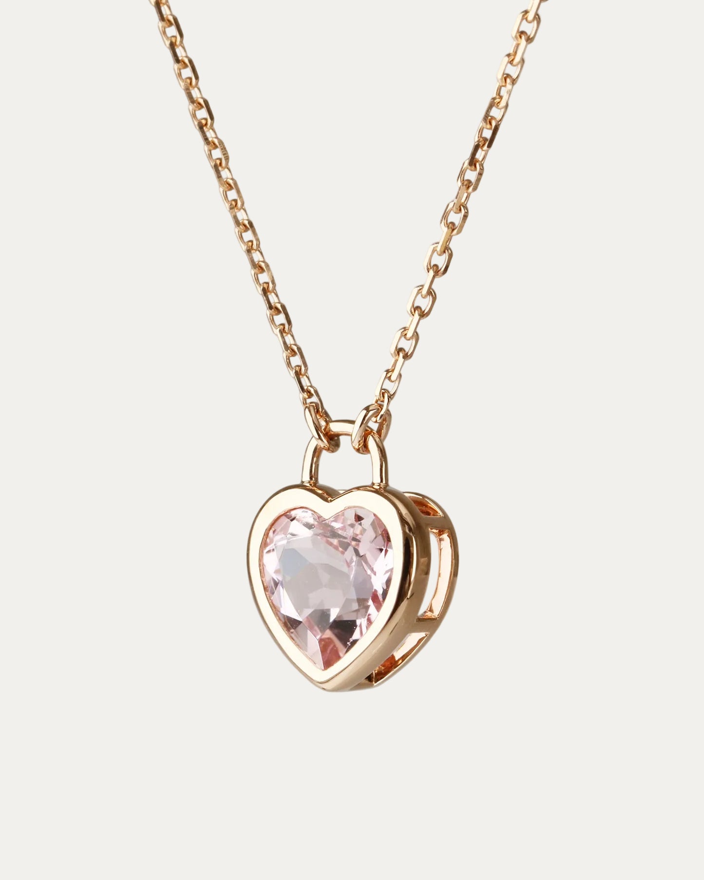18k Rose Gold Heart-shaped Padlock Morganite Necklace