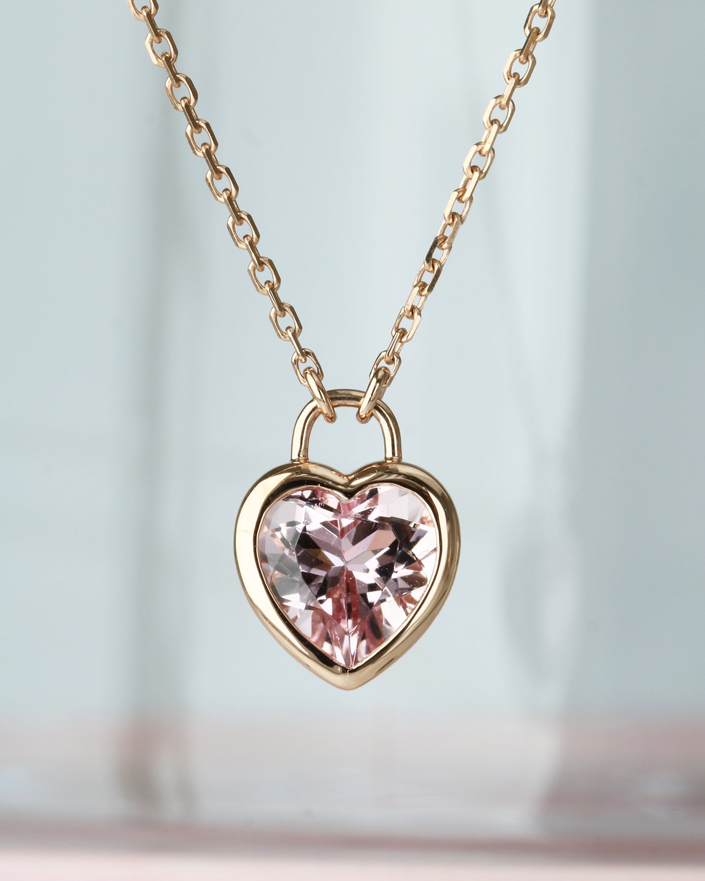 18k Rose Gold Heart-shaped Padlock Morganite Necklace
