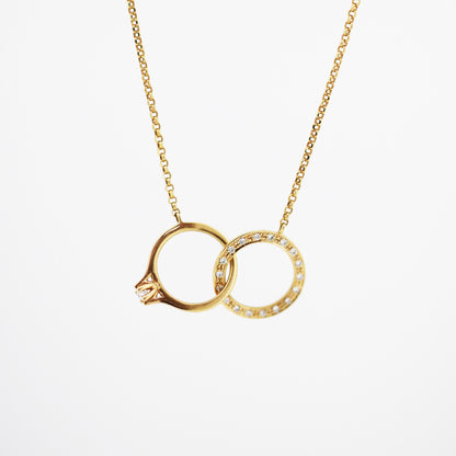 18k White Gold Ring Design Diamond Necklace (White/Rose/Yellow Gold)