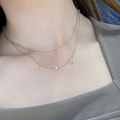 18k Gold Initial Diamond Necklace 18k金字母鑽石頸鏈