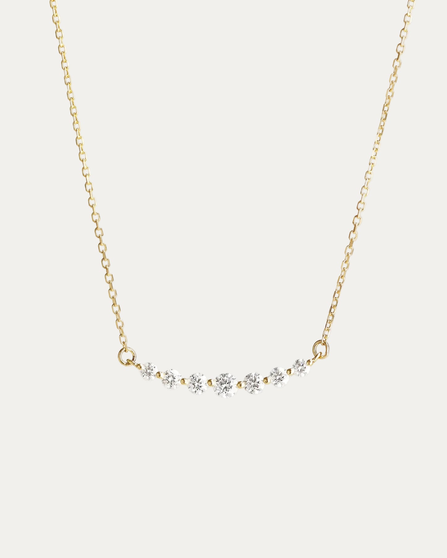 18k Gold Graduated Diamond Smile Necklace (White/Rose/Yellow Gold)