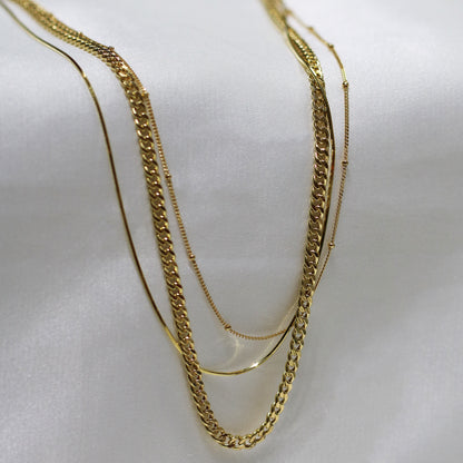 18k Gold Chain Snake Bone Necklace (White/Rose/Yellow Gold)