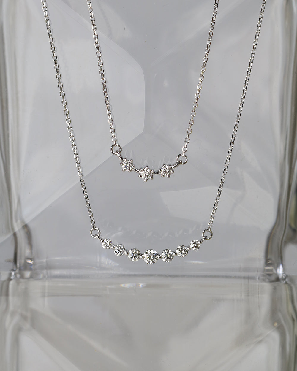 18k Gold Graduated Diamond Smile Necklace (White/Rose/Yellow Gold)