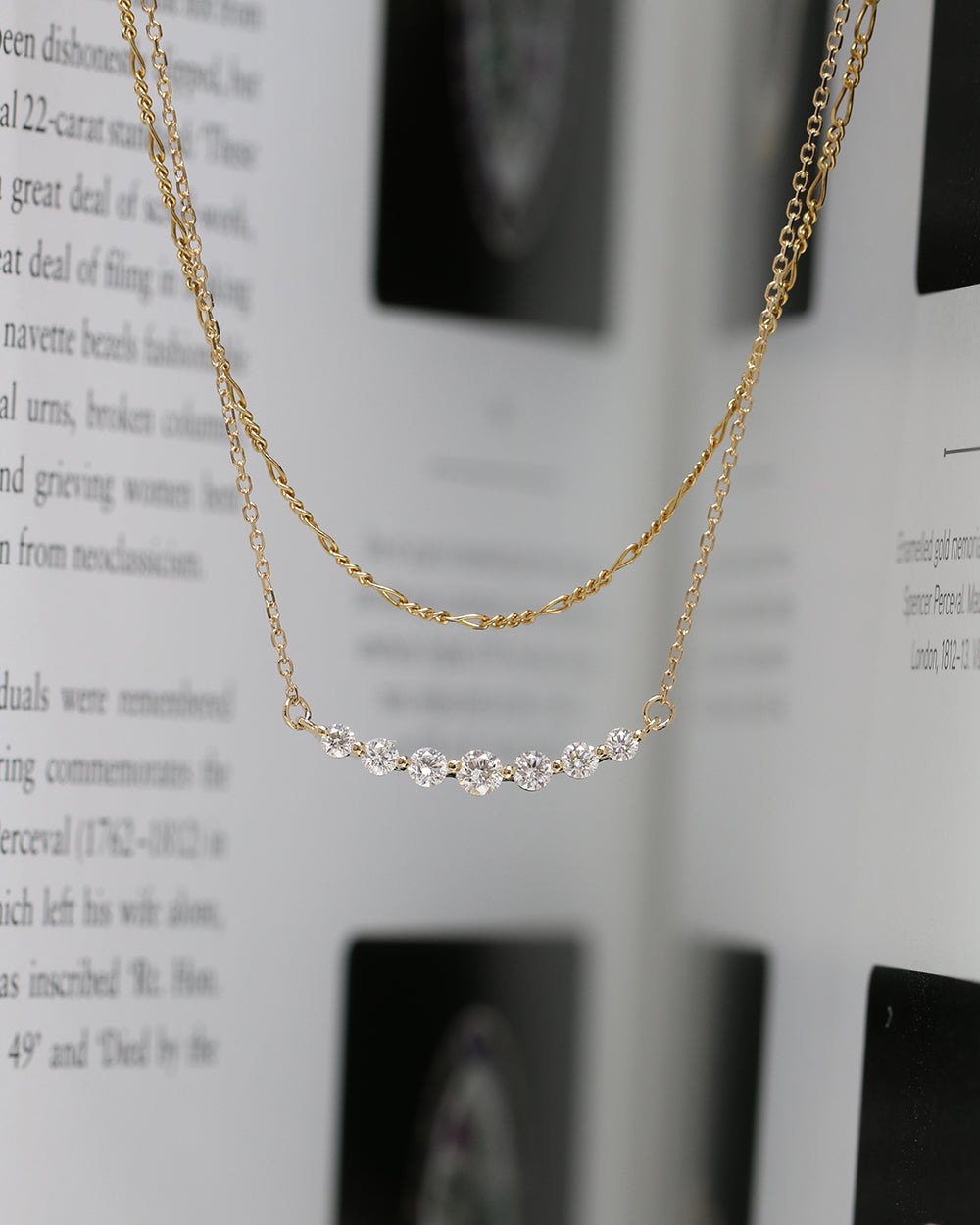 18k Gold Graduated Diamond Smile Necklace (White/Rose/Yellow Gold)