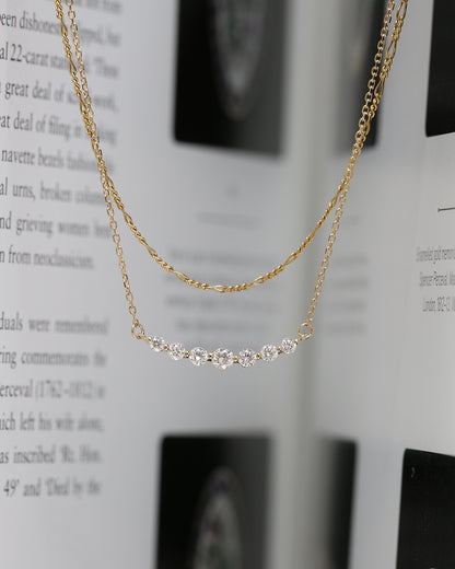 18k Gold Graduated Diamond Smile Necklace (White/Rose/Yellow Gold)