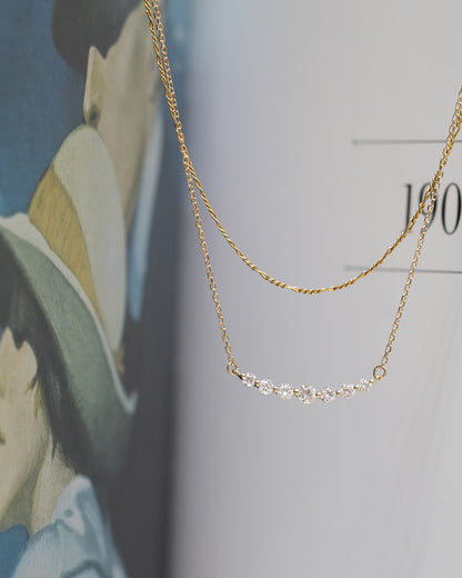 18k Gold Graduated Diamond Smile Necklace (White/Rose/Yellow Gold)