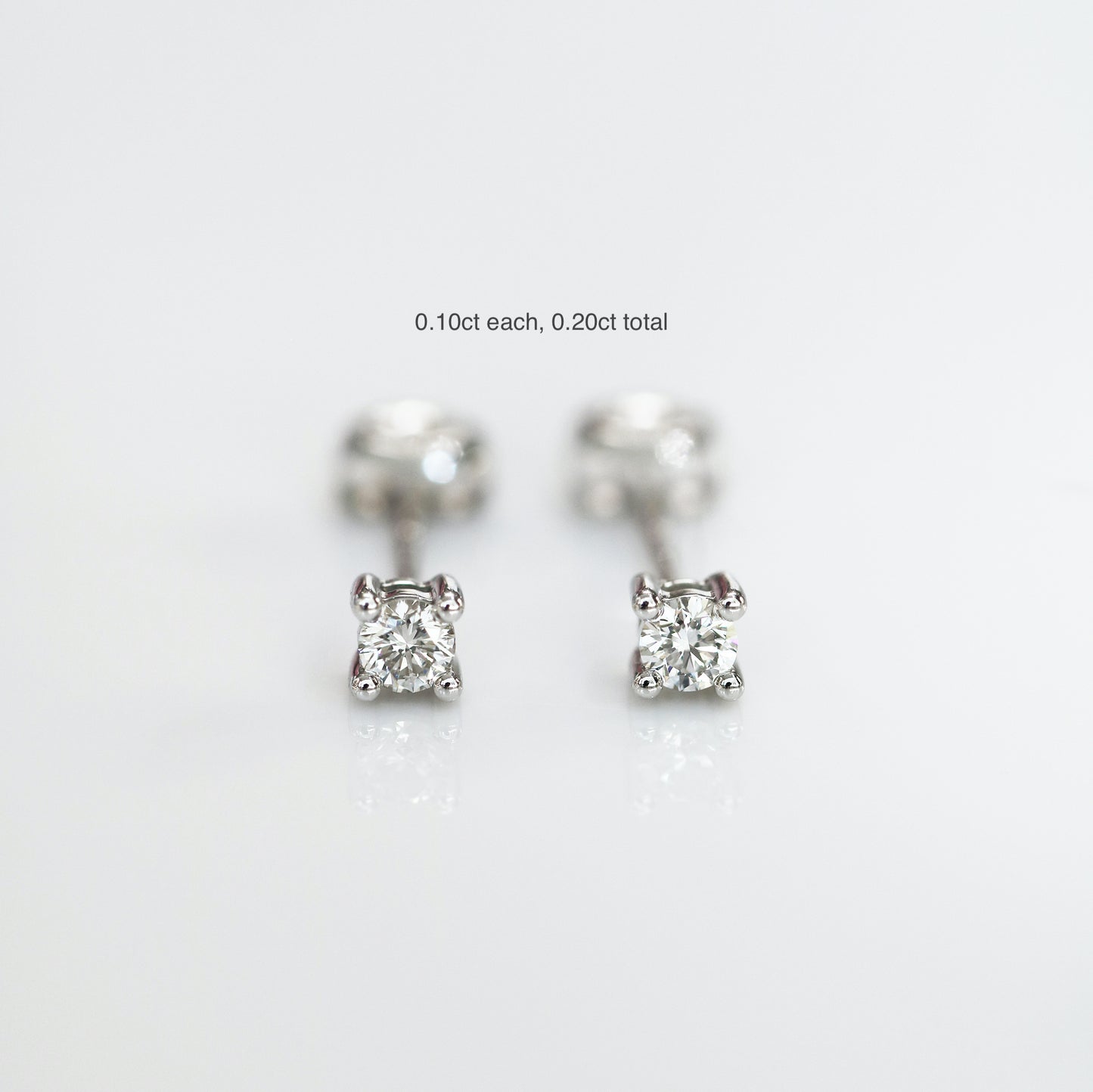 18k White Gold Classic 4-prong/6-prong Round Diamond Stud Earrings, Single or Pair