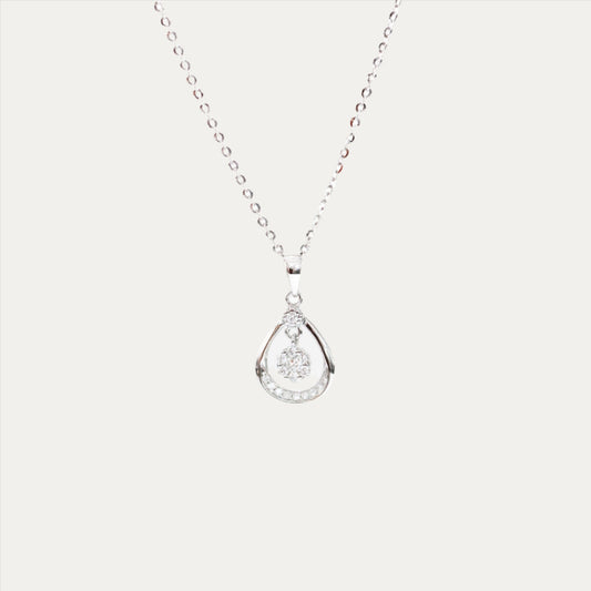 18k白金水滴形縷空鑽石頸鍊 18k White Gold Diamond Necklace