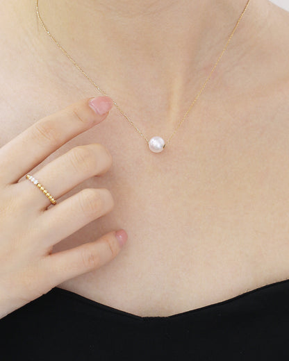 18k Yellow Gold 8mm Japanese Akoya Pearl Necklace