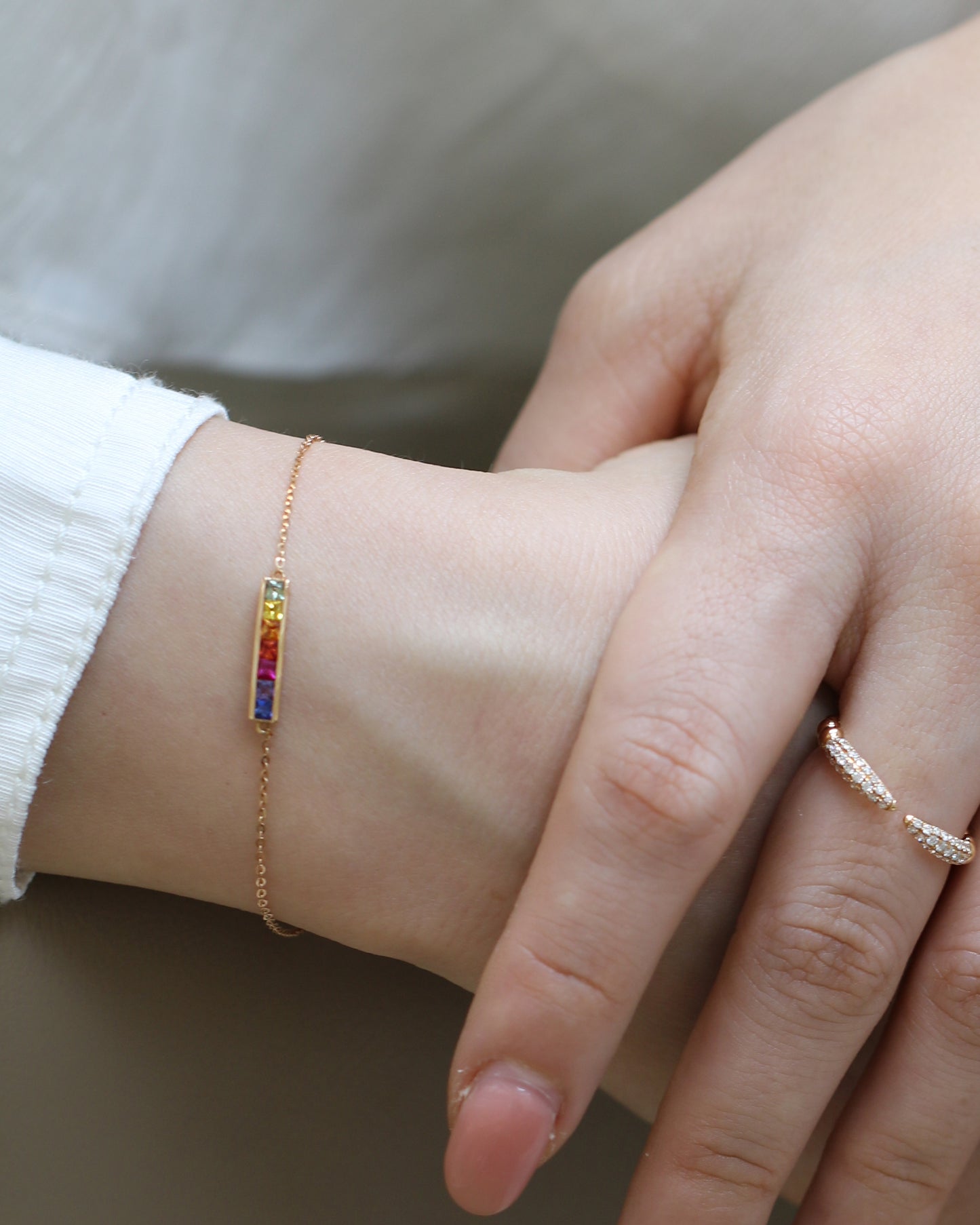 Princess Cut Rainbow Sapphire Bracelet