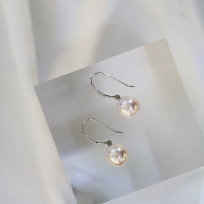 18k White Gold Akoya Dangle Earrings, Pair