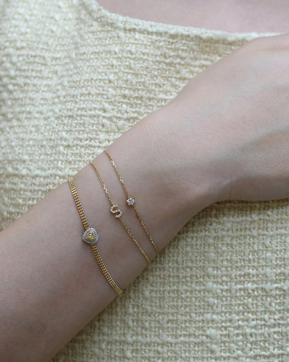 Alphabet Diamond Bracelet (White/Rose/Yellow Gold)