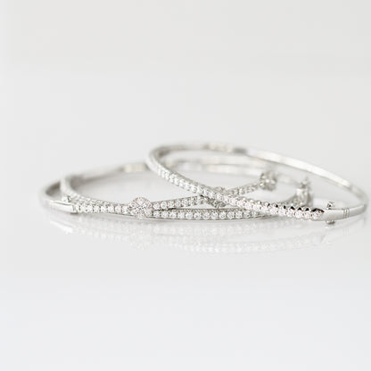 18k White Gold 0.96ct Round Diamond Bangle 18k白金三石款96份鑽石手鈪