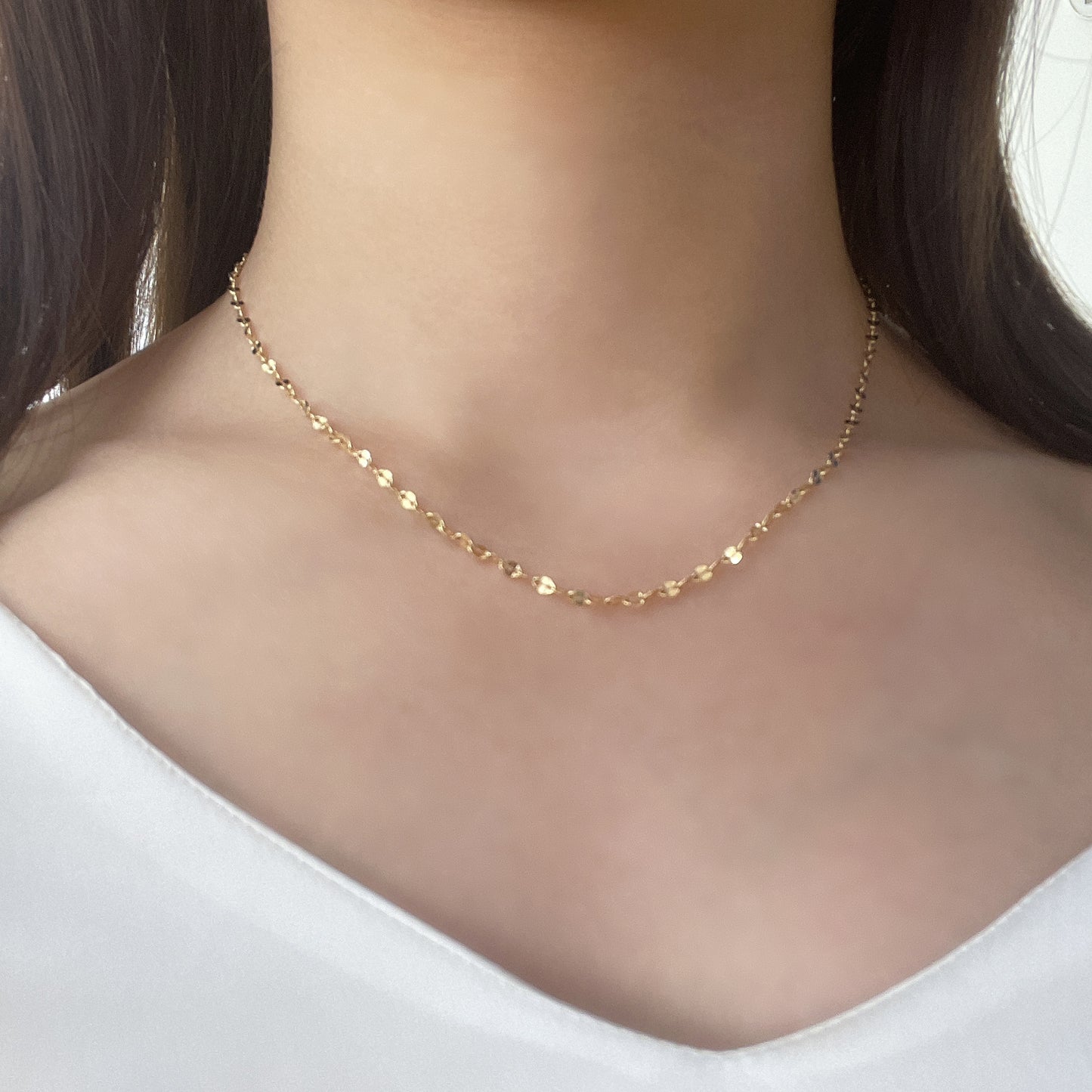 18k黃金嘴唇閃片頸鏈 18k Yellow Gold Adjustable Lip Chain Necklace