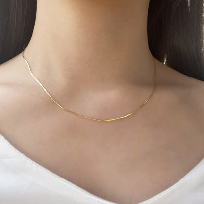 18k Yellow Gold Chain Snake Bone Necklace 18k黃金意大利蛇骨頸鍊
