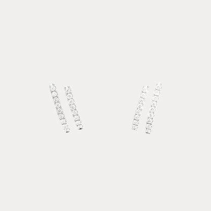 18k Gold 2-row Pavé Diamond Earrings, Pair
