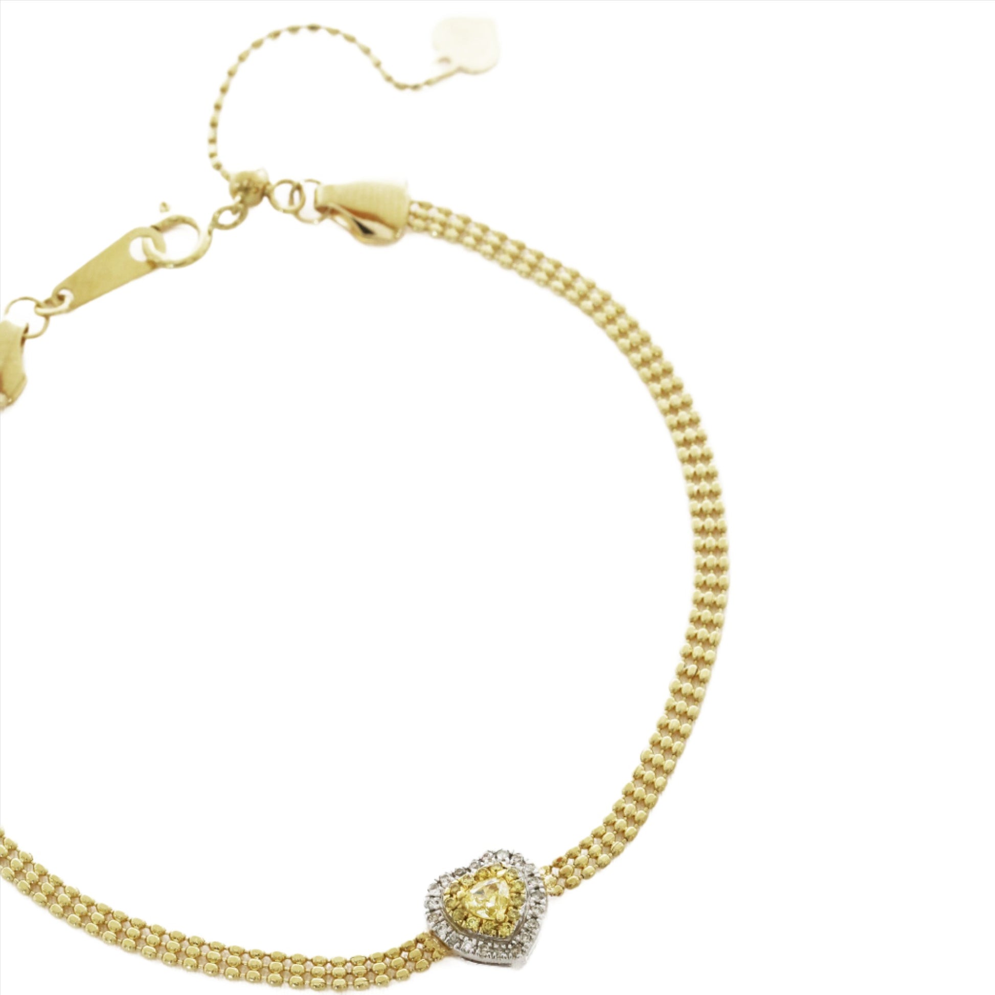 18k Yellow Gold Yellow Diamond Bracelet  18k黃金心形黃鑽手鏈