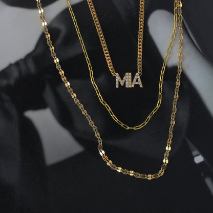 18k Gold Diamond Nameplate Chain Necklace (White/Rose/Yellow Gold)