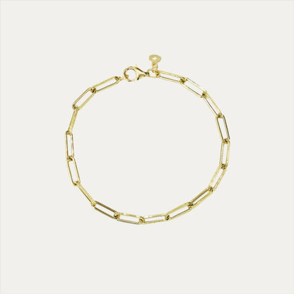 18k Yellow Gold Matte Paper Clip Chain Bracelet 18k黃金意大利Paper Clip手鍊