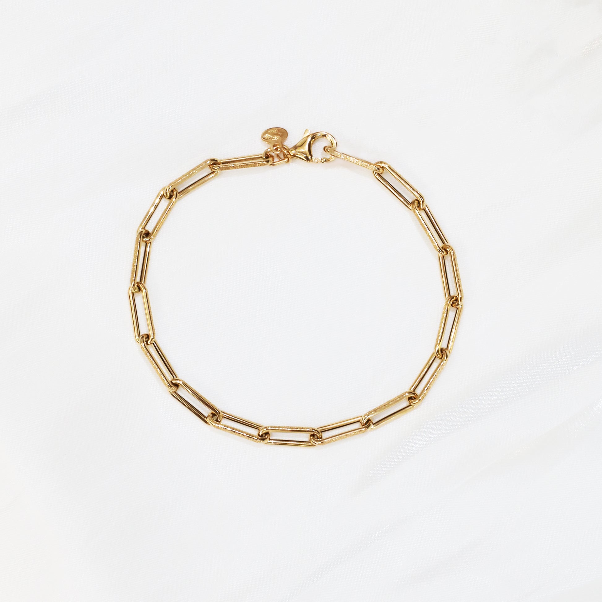 18k Rose Gold Matte Paper Clip Chain Bracelet 18k玫瑰金意大利Paper Clip手鍊